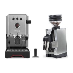 Gaggia Classic Up stříbrná + Eureka Mignon Zero 65 All Purpose, CR chrome