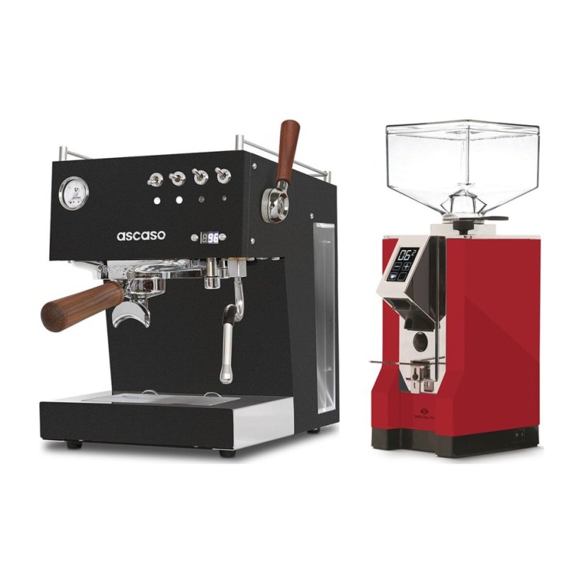 Ascaso Steel DUO PID PLUS, Black&Wood + Eureka Mignon Specialita, CR Ferrari red