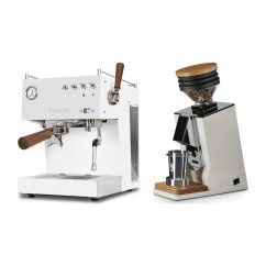 Ascaso Steel DUO PID PLUS, White&Wood + Eureka Mignon Single Dose, White & Oak
