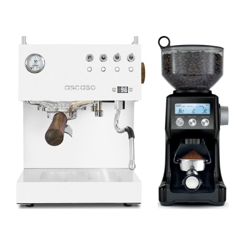 Ascaso Steel DUO PID White + Mlýnek Sage BCG820BTR Black
