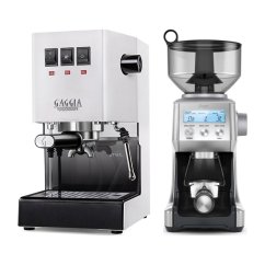 Gaggia Classic E24, bílá + Mlýnek Sage BCG820BSS Silver