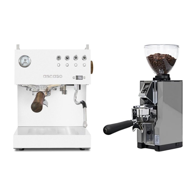 Ascaso Steel DUO PID White + Eureka Mignon Libra 65 All Purpose, CR chrome