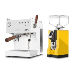 Ascaso Steel DUO PID PLUS, White&Wood + Eureka Mignon Specialita, CR Yellow