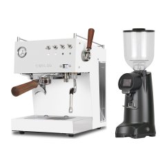 Ascaso Steel DUO PID PLUS, White&amp;Wood + Eureka Firenze 75 Matt Black