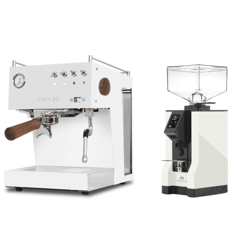 Ascaso Steel UNO PID, White&Wood + Eureka Mignon Specialita, BL white