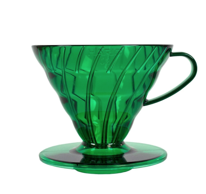 Hario plastový dripper průhledný V60-02 zelený