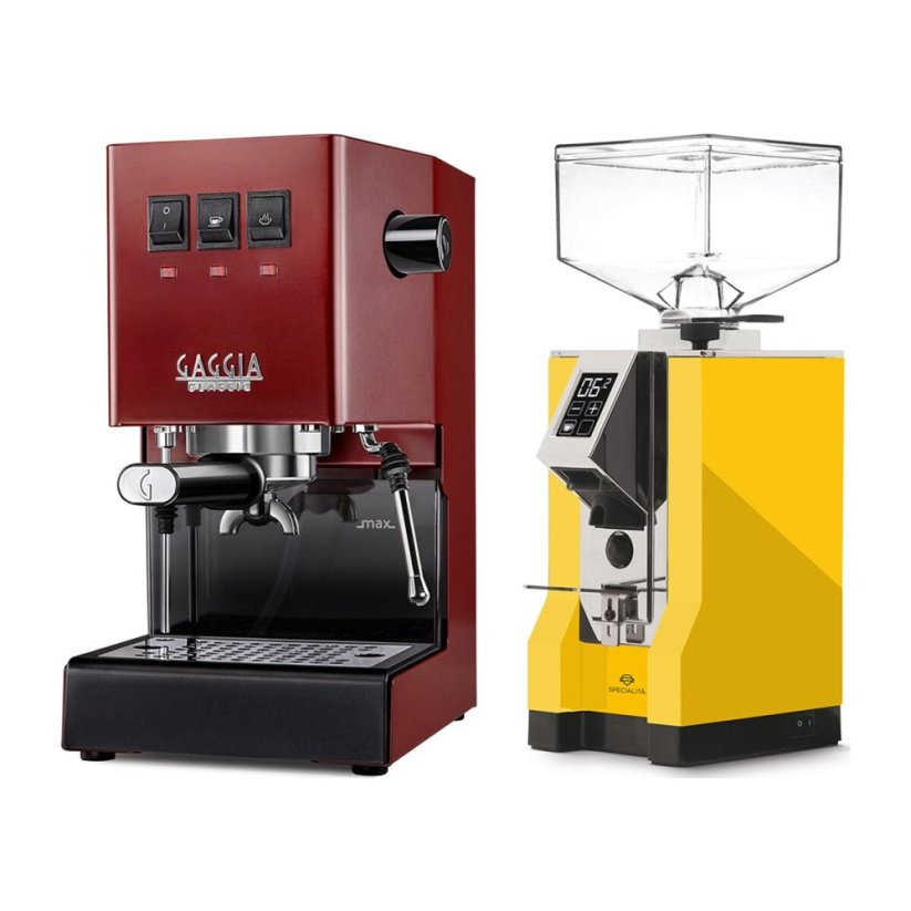 Gaggia Classic E24, červená + Eureka Mignon Specialita, CR Yellow